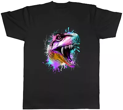 Buy T-Rex Face Mens T-Shirt Dinosaur Head Paint Splash Unisex Tee Gift • 8.99£