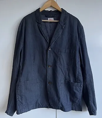 Buy Mens Edwin Rail Jacket Size XL In Blue Workwear Blazer Long Sleeve Button Front • 49.99£