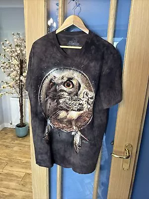 Buy The Mountain  Owls Dream Catcher T-shirt  Large Tie Dye Brown Short Sleeve • 7£
