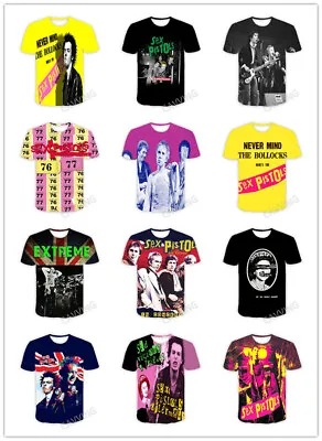 Buy Sex Pistols  Rock 3D Print Fashion Casual Short Sleeves T-shirts For Women/men • 14.39£