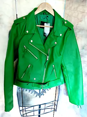 Buy Bnwt 20 44  Chest Best Fit 14 16 Real Leather Green Brando Jacket Biker Gothic • 54.99£