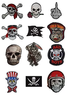 Buy SKULL Skeleton Iron Sew On Patch Goth Pirate Rock Biker Iron On Patch • 2.99£