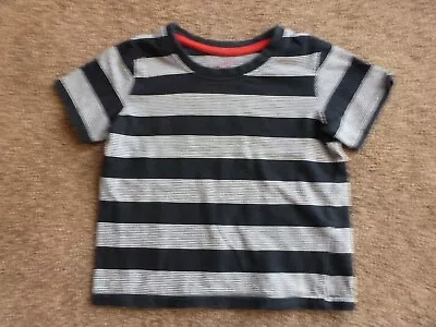Buy Rebel Blue + White Striped T-shirt Size 12-18 Months • 0.99£