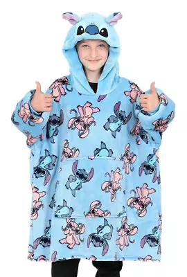 Buy Girls Disney Stitch And Angel Oversized Fleece Blanket Hoodie One Size W23 • 19.99£