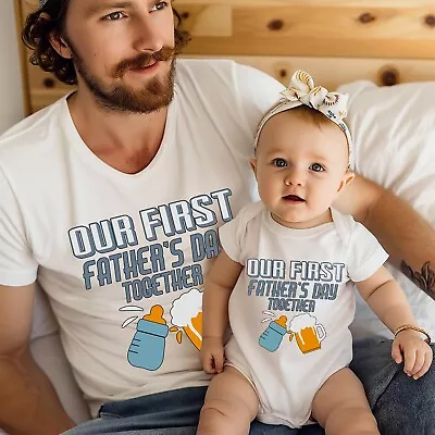 Buy Our First 1st Father's Day Together Kid Child Dad Birthday Baby Matching T-Shirt • 7.99£