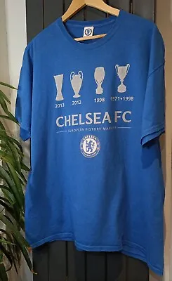 Buy Chelsea Football Club Blue T Shirt Short Sleeves Size XL European History Makers • 4.99£