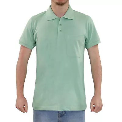 Buy Mens Polo T Shirts Cotton Pocket Plain Shirt Pique T-shirt Top Multi Color S-M • 5.99£