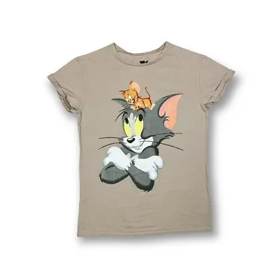 Buy Tom And Jerry Cream Big Graphic Print Oversized T Shirt Size UK 8 • 8£