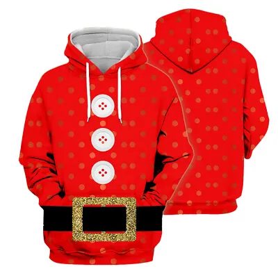 Buy Christmas Mens 3D Print Hooded Sweatshirt Xmas Santa Hoodies Cosplay Costume Top • 17.99£