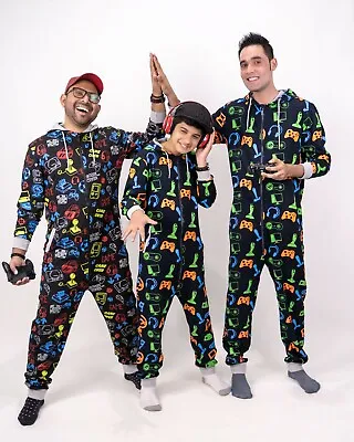 Buy New Mens Family Gaming Pyjamas Father Gamer Jumpsuit All In One 1Onesie • 24.99£