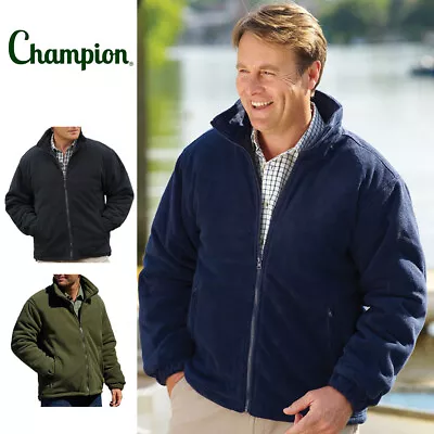 Buy Mens Champion Glen Quilted Winter Warm Coat Padded Anti-pill Fleece Jacket • 22.99£