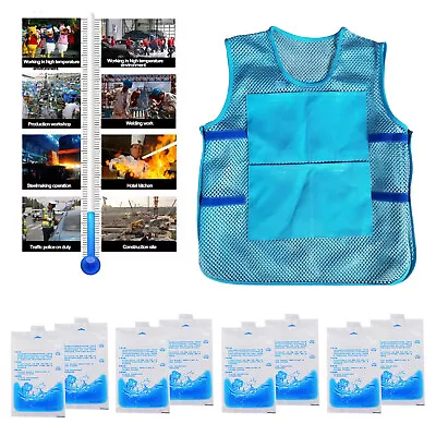 Buy Summer Cooling Vest Ice Cooler Clothing 8 Ice Bag Mesh Outdoor Sunstroke Prevent • 10.53£