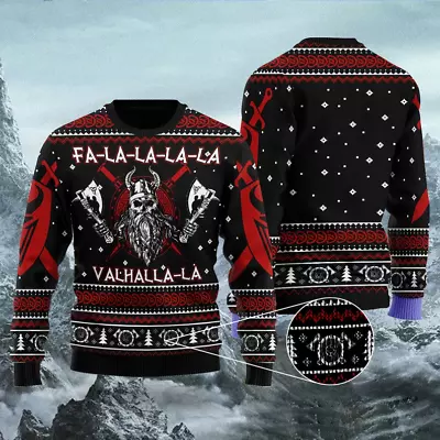 Buy Vikings Valhalla Funny Christmas Knitted Sweater. • 39.77£