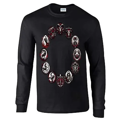 Buy Hell's Zodiac, Long Sleeve T-shirt, Gothic Astrology, Star Signs, Skulls, Roses • 24.95£