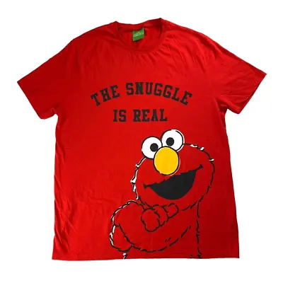 Buy George Sesame Street Red Print T-Shirt Size L 100% Cotton The Snuggle Is Real • 6.99£
