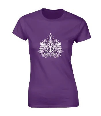 Buy Lotus Mandala Ladies T Shirt Namaste Yoga Buddhism Yin Yang Fashion Retro Top • 7.99£