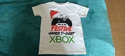 Buy Boys Size 7-8 Years White Cotton CHRISTMAS T-Shirt - Festive Gamer XBOX • 1.50£