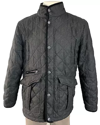 Buy MAINE QUILTED COAT JACKET MEDIUM CHARCOAL Full Zip Button Up High Collar Casual • 22.48£
