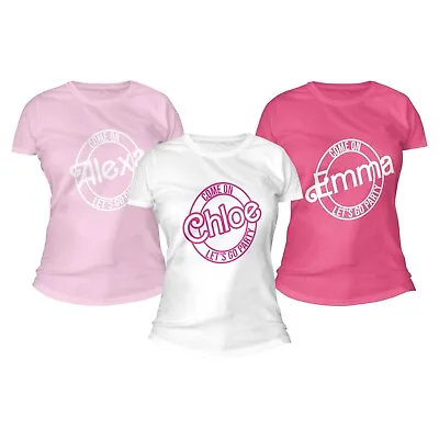 Buy Personalised Barbie T-Shirt Lets Go Party Hen Girls Night Out Women Kids Tee Top • 8.99£