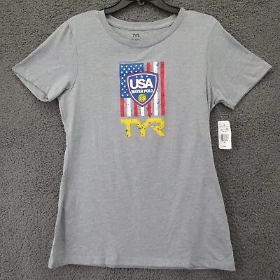 Buy TYR Women's Shirt Alliance Tech Tee USA Water Polo Short Sleeve Heather Gray XL • 11.55£