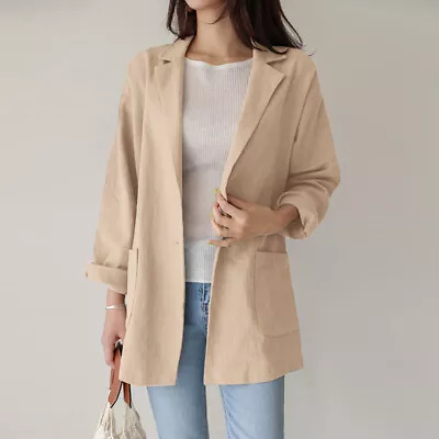 Buy UK STOCK Womens Turndown Long Sleeve Tops Blazer Autumn Ladies Top Coat Jacket • 7.44£