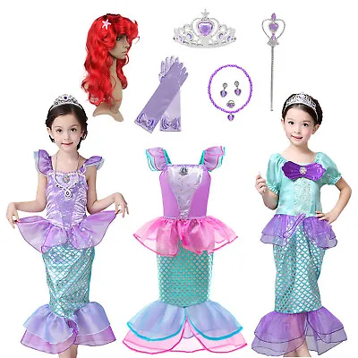 Buy Kids Girls Mermaid Lovely Costume Cosply Princess Halloween Birthday Party Dress • 7.49£