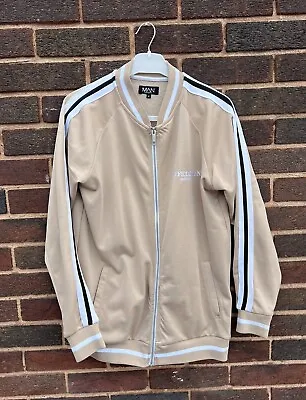 Buy Boohoo Jacket Men’s Beige Medium Fleece Zip Up Top Logo Sweatshirt Jumper Sport • 8.89£