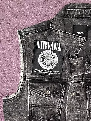 Buy Custom Nirvana Denim Vest Patch Small Men Women Black Grey • 20£