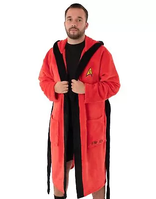 Buy Star Trek Mens Red Hooded Bathrobe | Montgomery Scott Dressing Gown Merchandise • 34.95£