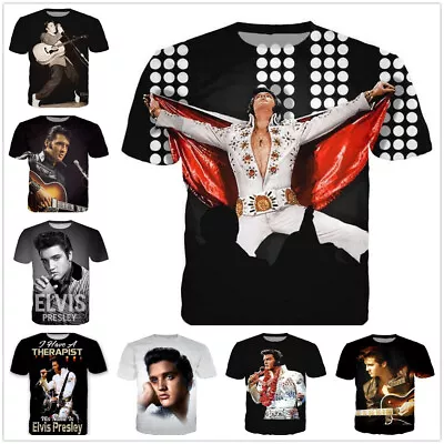 Buy Elvis Presley 3D Printed Unisex Casual T-Shirt Women Men Kids Short Sleeve Tops • 10.97£