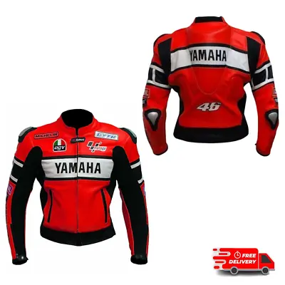 Buy Yamaha Red And Black Racing Motorcycle Leather Jacket / Motorbike Leather Jacket • 159.99£