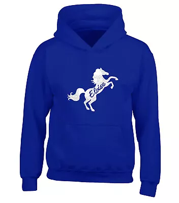 Buy Personalised Glitter Horse Riding Hoodie Girls Boys Pony Hoody Kids Top Jumper • 16.45£