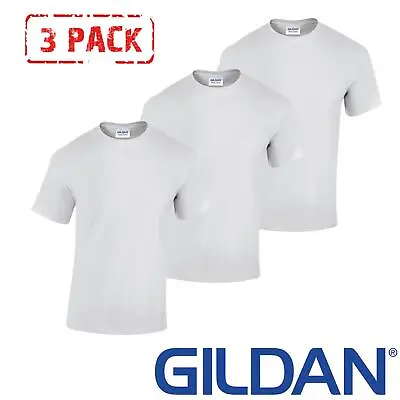 Buy 3 PACK Gildan Mens T-Shirt Heavy Cotton Plain Short Sleeve Tee Top Multi Colors • 11.60£