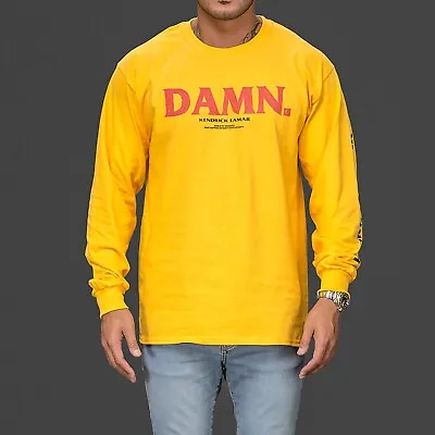 Buy Kendrick Lamar DAMN 2017 TDE Tour Merch Yellow Long Sleeve Rear T-shirt Tee Top • 39.99£