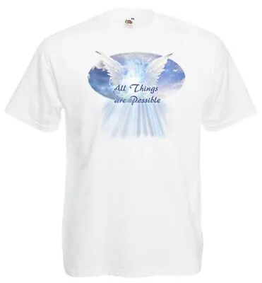Buy Unisex White All Things Are Possible T-Shirt Shirt Guardian Angel • 10.88£