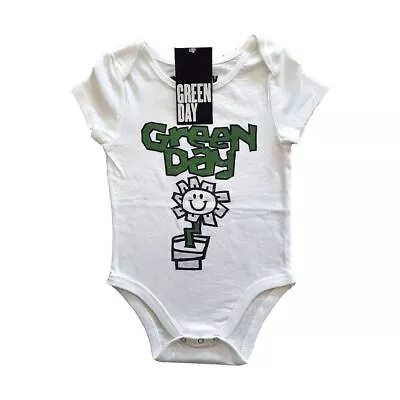 Buy Green Day Flower Pot Logo White Babygrow • 9.95£