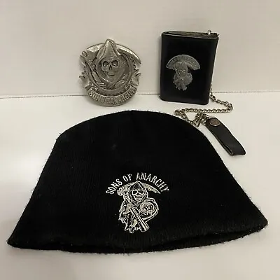 Buy Sons Of Anarchy Bundle Hat Belt Buckle & Chain Wallet - TV Memorabilia Apparel • 24.02£