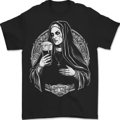 Buy Evil Nun Drinking Beer Horror Halloween Mens T-Shirt 100% Cotton • 8.49£