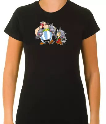 Buy Asterix & Obelix Funny Characters  3/4 Short Sleeve T Shirt Woman K081 • 9.51£