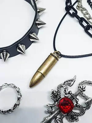 Buy Gold Bullet Necklace Emo Goth Punk Halloween Alternative Charm Jewellery • 4.99£