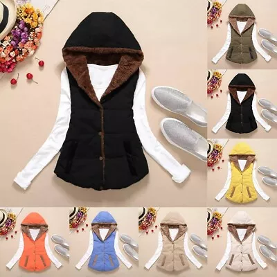 Buy Jacket Womens Coat Female Hooded Solid Color Thicken Vest Waistcoat Winter • 13.69£