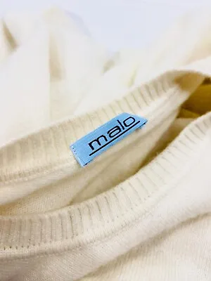 Buy Malo Sweater Adult Sz Small Ivory 100% Cashmere Pullover Crewneck Made In Italy • 91.66£