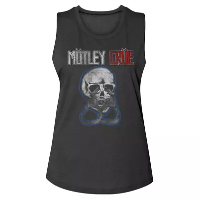 Buy Motley Crue Skull & Cuffs Women's Muscle Tank T Shirt Metal Band Music Merch • 43.22£