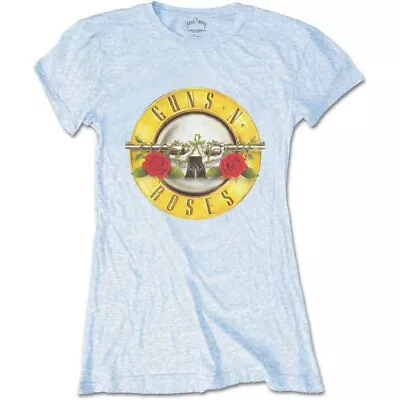 Buy Ladies Guns N' Roses Blue Classic Bullet Logo Official Tee T-Shirt Womens • 15.99£