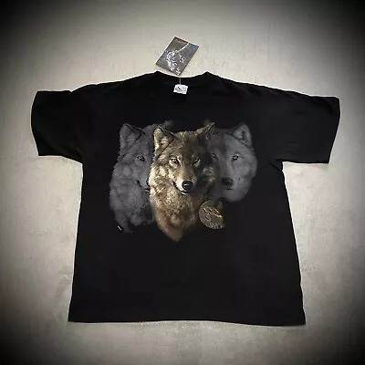 Buy Harlequin Nature Graphics Wolf T-Shirt - Vintage 90s - Size M - New With Tags • 44.99£