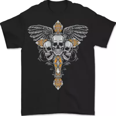 Buy An Ornate Moth Skull Mens T-Shirt 100% Cotton • 7.99£