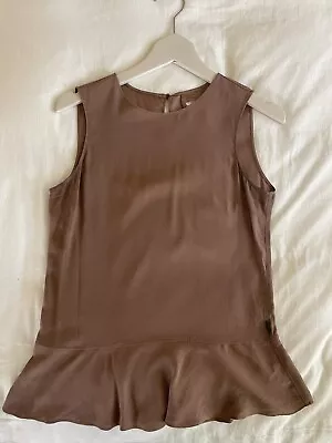 Buy $875 Brunello Cucinelli Women's Brown Silk Sleeveless Top Size S • 127.57£