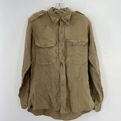 Buy VTG Conqueror Tan VFW Veterans Uniform Officers LS Button Up Shirt Mens M • 20.27£