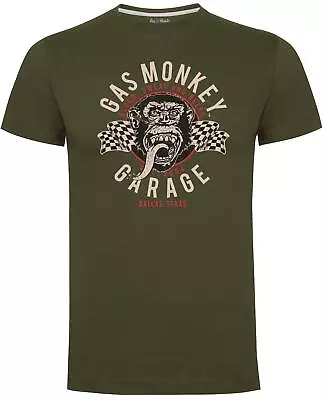 Buy Gas Monkey Garage Twin Flags Mens Gents Green T Shirts • 17.99£