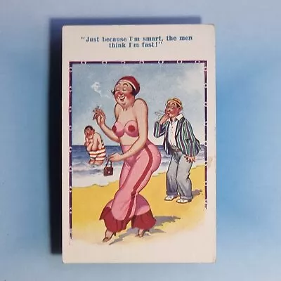 Buy Comic Postcard C1930 Fashionable Lady Pyjama Bottoms Smoking Wolf Whistle • 6.95£